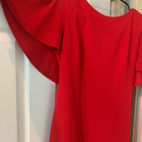 Calvin Klein RED Flutter Sleeve Sheath Dress - Picture 4 of 9